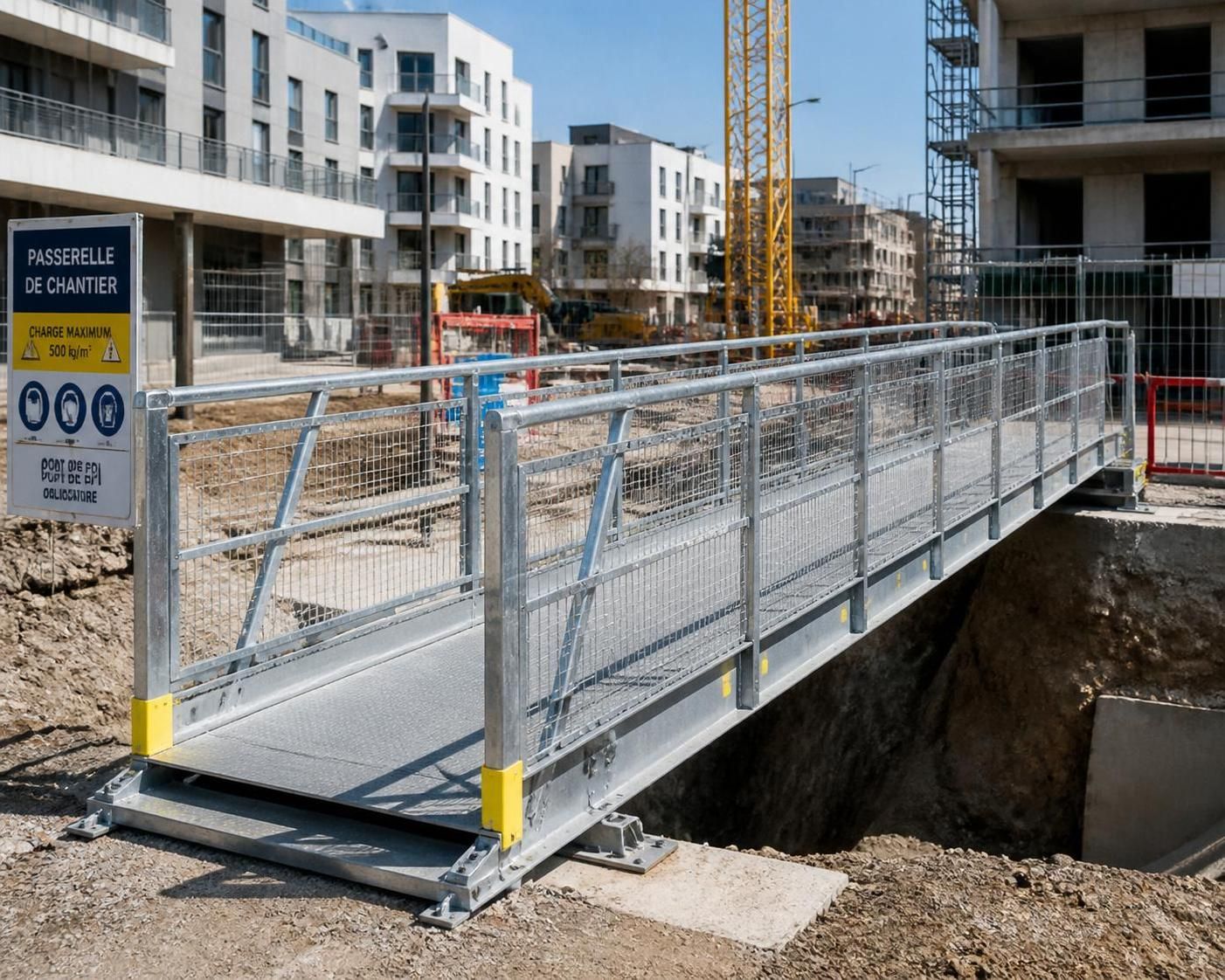 découvrez les normes essentielles qui assurent la sécurité des passerelles de chantier et protégez vos équipes lors des travaux en hauteur.