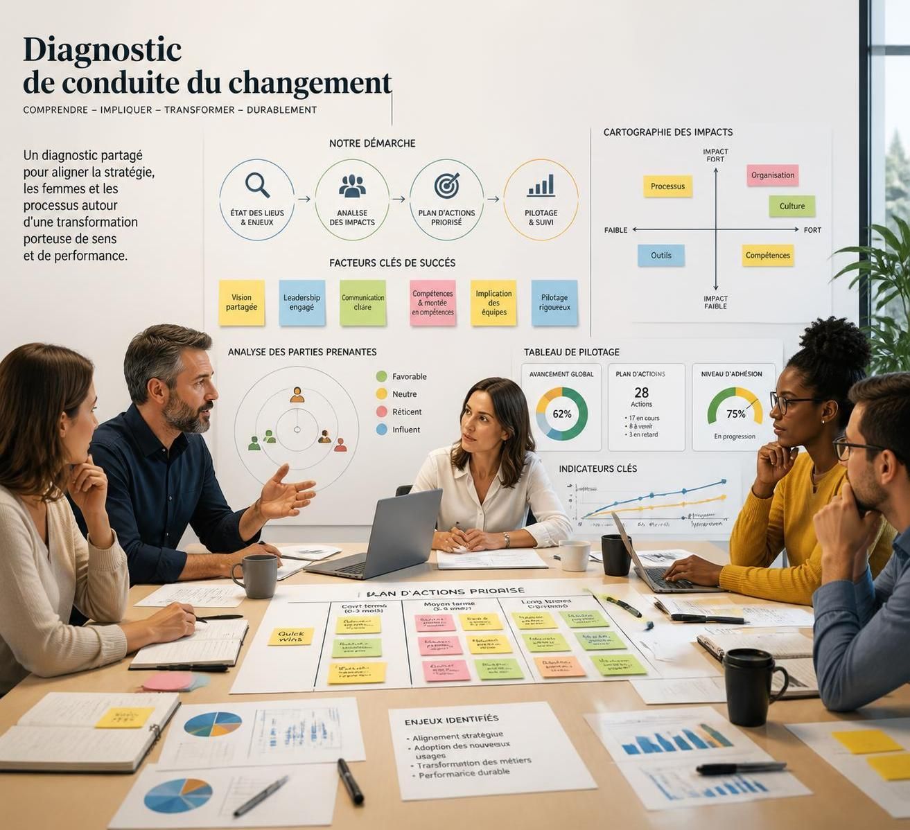 découvrez comment réaliser un diagnostic efficace de la conduite du changement pour évaluer précisément l'état réel de votre organisation et optimiser vos stratégies.