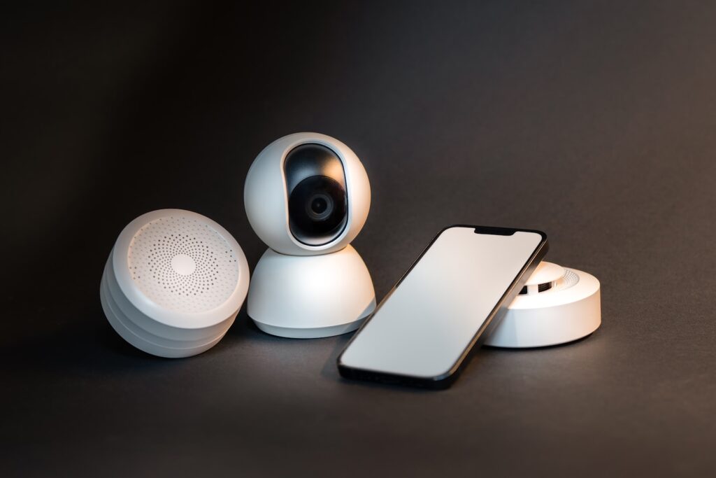 Smart home devices equipment. Mobile phone screen mockup.