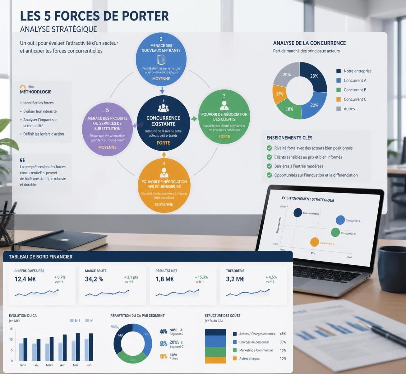 découvrez un exercice corrigé pour comprendre et maîtriser les 5 forces de porter, un outil clé de l’analyse stratégique pour évaluer la compétitivité d’un secteur.